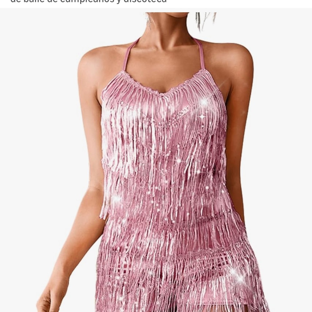 Elegant Pink Fringe Dress